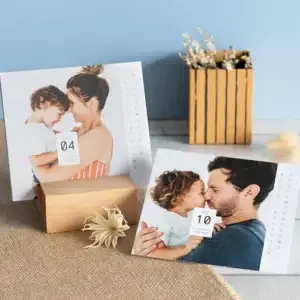 Desk Calendar in Wooden Block